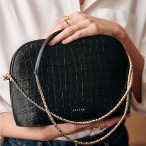 Sézane Croco Victor BAG Black Crocodile Cross Shoulder